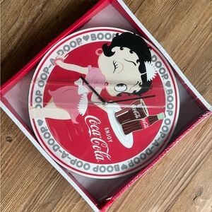 Coca-Cola Red and White Betty Boop Clock